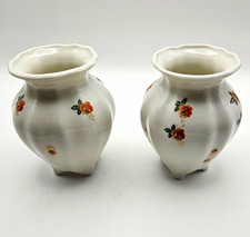 Boguchwala Porcelain Floral Polish Bud Vases Set of 2 Complementary Vases 1940's