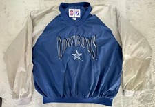 Vintage 90s Dallas Cowboys Logo 7 NFL Pullover Windbreaker Jacket XL Blue Gray