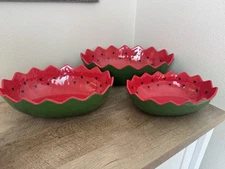 Watermelon Bowls Melamine Nesting Set of 3 Serving Summer Fruits