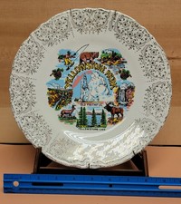 Vtg Yellowstone National Park Wyoming State Plate 9" Travel Souvenir
