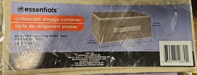 Essentials Brown Collapsible Storage Container w Handle 11.5x8.5x4.75 Lot Of 3