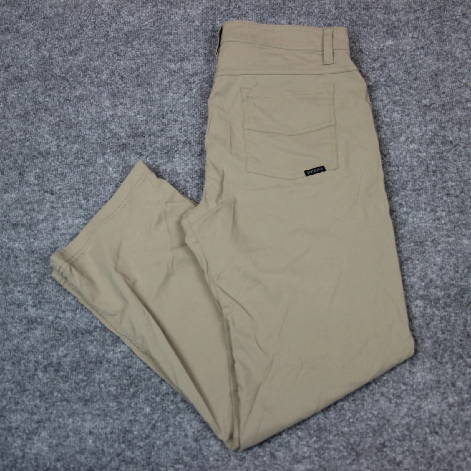 prAna Brion Pants Men's 34X29 Slim Fit Beige Nylon Stretch Hiking 5 Pocket