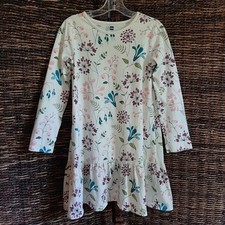Tea Collection Floral Drop Waist Long Sleeve Ruffle Dress Girl's 10 Cream Fall
