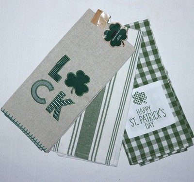 UNBRANDED Set of 3 St. Patrick's Day Ctn Tea Dish Towels 18 X 28 NWOT