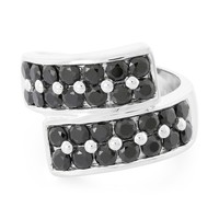 Cavill Ring 925 Sterling Silber Schwarzer Spinell 3,28Ct Brillantschliff