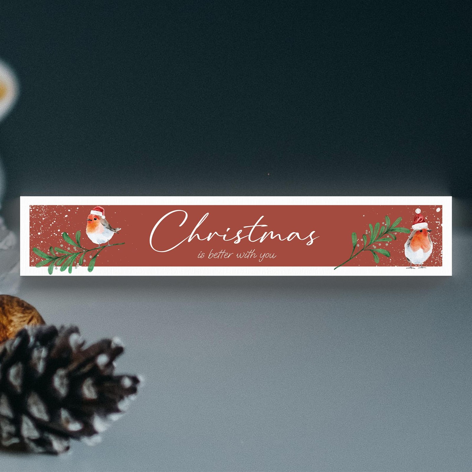 Christmas Is Better With You Rockin' Robins Christmas Wooden Memento Block