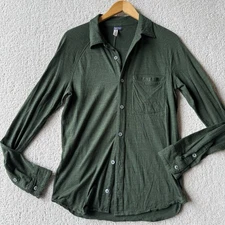 Ibex Merino Wool Button Down Shirt Mens S Forest Green USA Made $145
