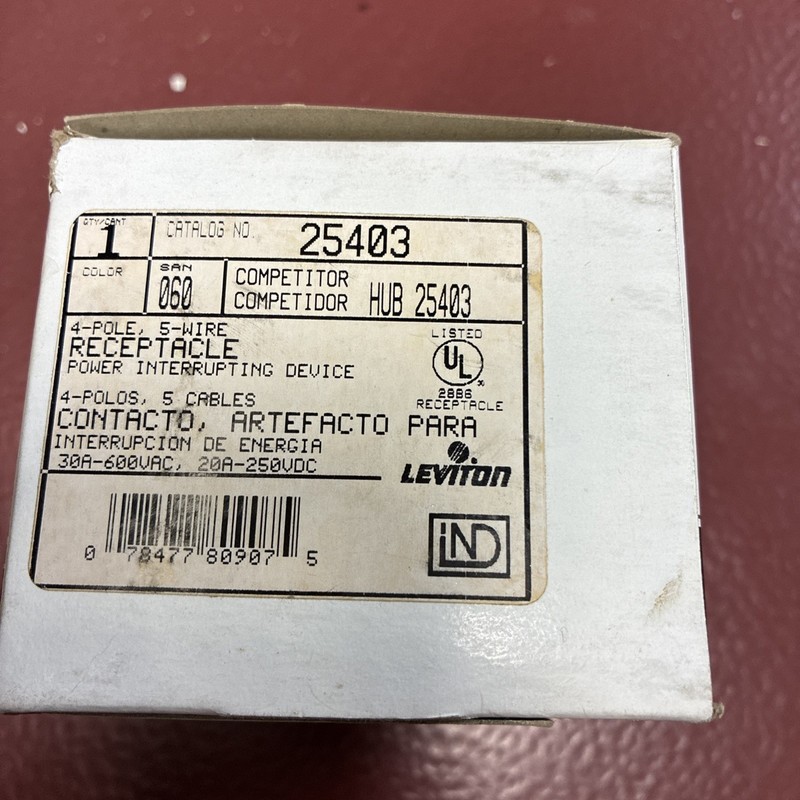 Leviton 25403 4-Pole, 5-Wire Receptacle Power Interrupting Device NEW G13