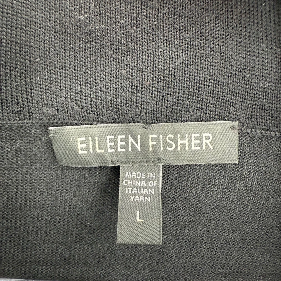 Top de mujer Eileen Fisher negro de lana merino con capucha y cuello manga larga talla grande Foto 4 de 4