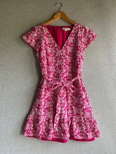 Loft Dress Womens 10 Pink Floral Embroidered Boho Flowy Date Summer Cottagecore