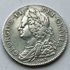 1746 George II LIMA Silver Half Crown Coin - Cleaned