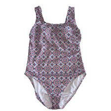 Lands' End One Piece Medallion Tugless Swimsuit Size Medium 10-12 Multi Color