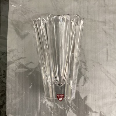 Orrefors Sweden Crystal Art Glass Vase Clear 6  Label Still Attached