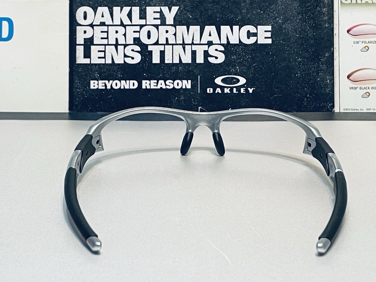 Oakley Flak Jacket 1.0 XLJ Silver w/ Gunmetal Icons SKU# 03-884 53