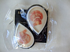 Vintage Fashion Earrings Natural Seashell in B & W Resin Teardrop Stud Earrings