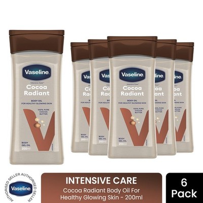 Vaseline Körpergel Öl Intensivpflege Kakao strahlend reine Kakaobutter 200ml, 6er Pack