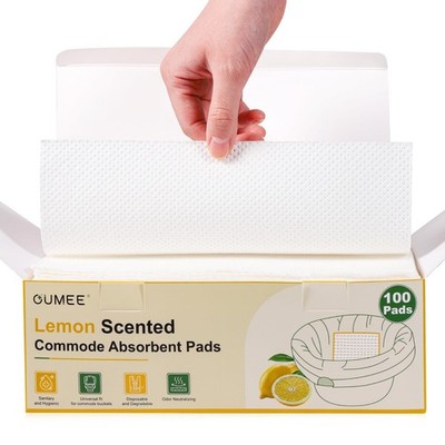 100 PCS Lemon Scented Absorbent Commode Pad Bedside Bucket Liner, Potty Gel Pad