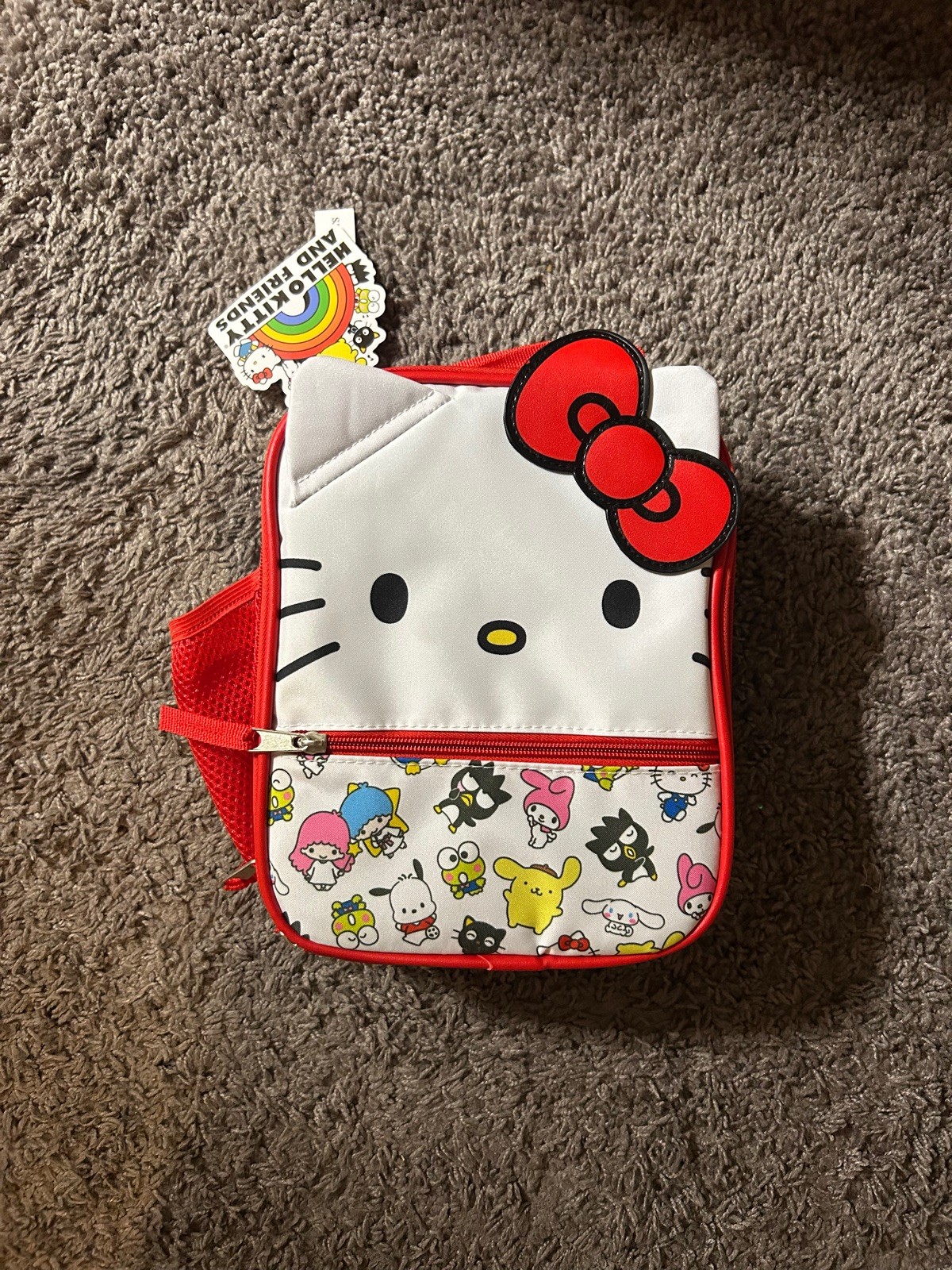 Bag Snack Tote Insulated Red Bow White