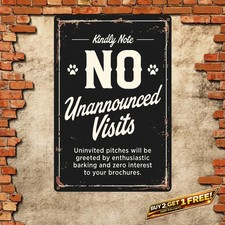 Funny No Soliciting Dog Metal Sign Iron Home Security Plaque