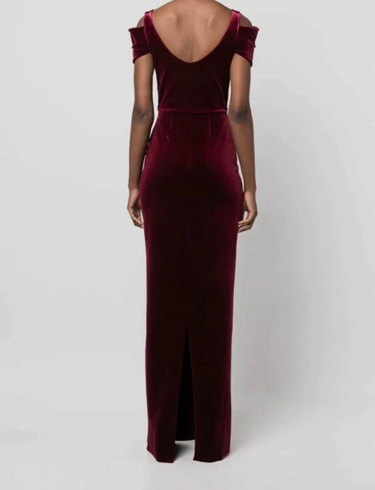 Vestido para mujer Chiara Boni rojo Milenica hombro frío terciopelo talla 6 Foto 2 de 4