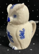 Vintage Ceramic Owl Creamer Blue And White By J.S.N.Y. Philippines
