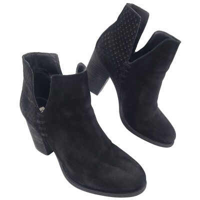 Steve Madden Womens Boots M Lorena Ankle Booties Heels Pull On Black  Leather - Main Image