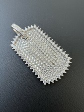 2Ct Lab Created Diamond Round Dog Tag Pendant Free Chain 14K White Gold Plated