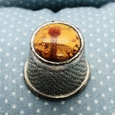 Vtg 1982 Worlds Fair Souvenir Metal Thimble w/ Sunsphere - Knoxville Tennessee