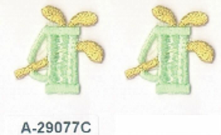 1" Light Green and Metallic Gold Golf Clubs Embroidery Patch
