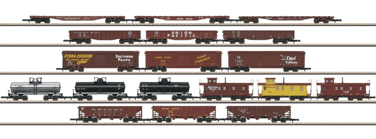 Z Marklin Mini-Club 82499 USA 18 car American Freight Set