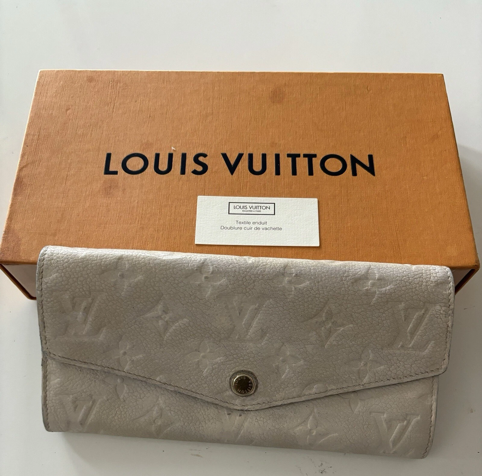 Auth LOUIS VUITTON White Monogram Sarah Portefeuille Long Wallet CA3193