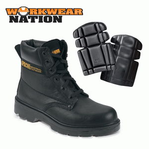 Apache AP300 Leather Work Safety Shoe Boot Steel Toe Cap black FREE KNEEPADS Apache AP300 Leather Work Safety Shoe Boot Steel Toe Cap black FREE KNEEPADS