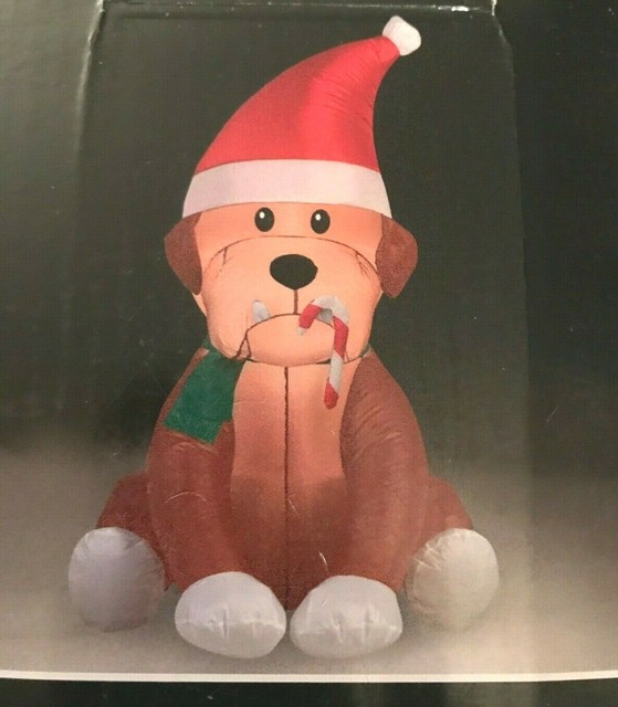 Christmas Inflatable English Bulldog Airblown Gemmy 4 FT Yard Greeter