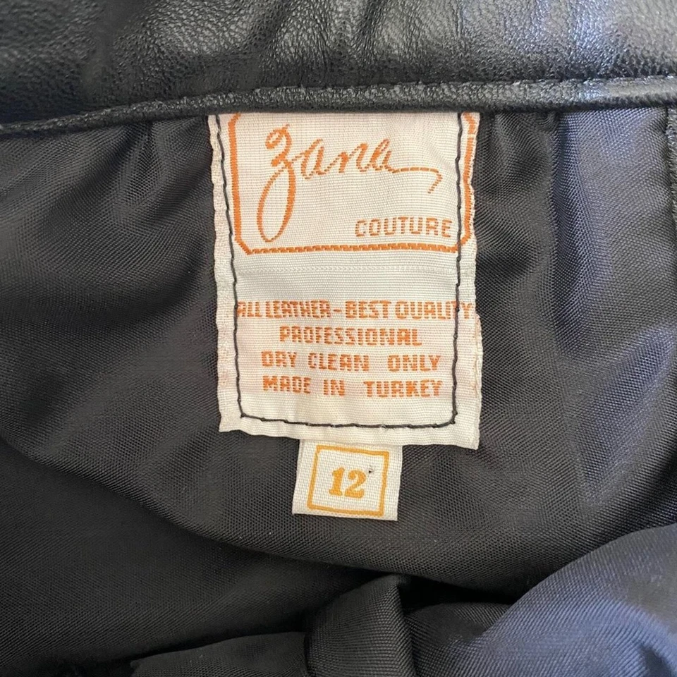 Zana Couture sz 12  black high rise VINTAGE 80s 100% Leather pants - Image 2 of 4