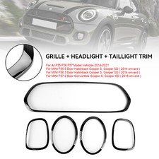 Schwarz Glanz Scheinwerfer Rückleuchten Grill Rahmen für Mini F55 F56 F57