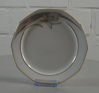 Assiette à pain en porcelaine Winterling Marktleuthen décor floral gris or bo... - Photo 1/4