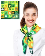 CBC Crown Check St. Patrick's Shamrock 35" x 35" Square Soft Silk Feeling Scarf