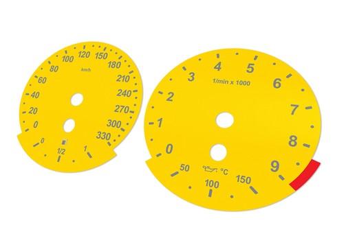 For BMW M5, M6, E60, E63 YELLOW - Speedometer Dials from MPH to Km/h Gauges - Picture 6 of 7