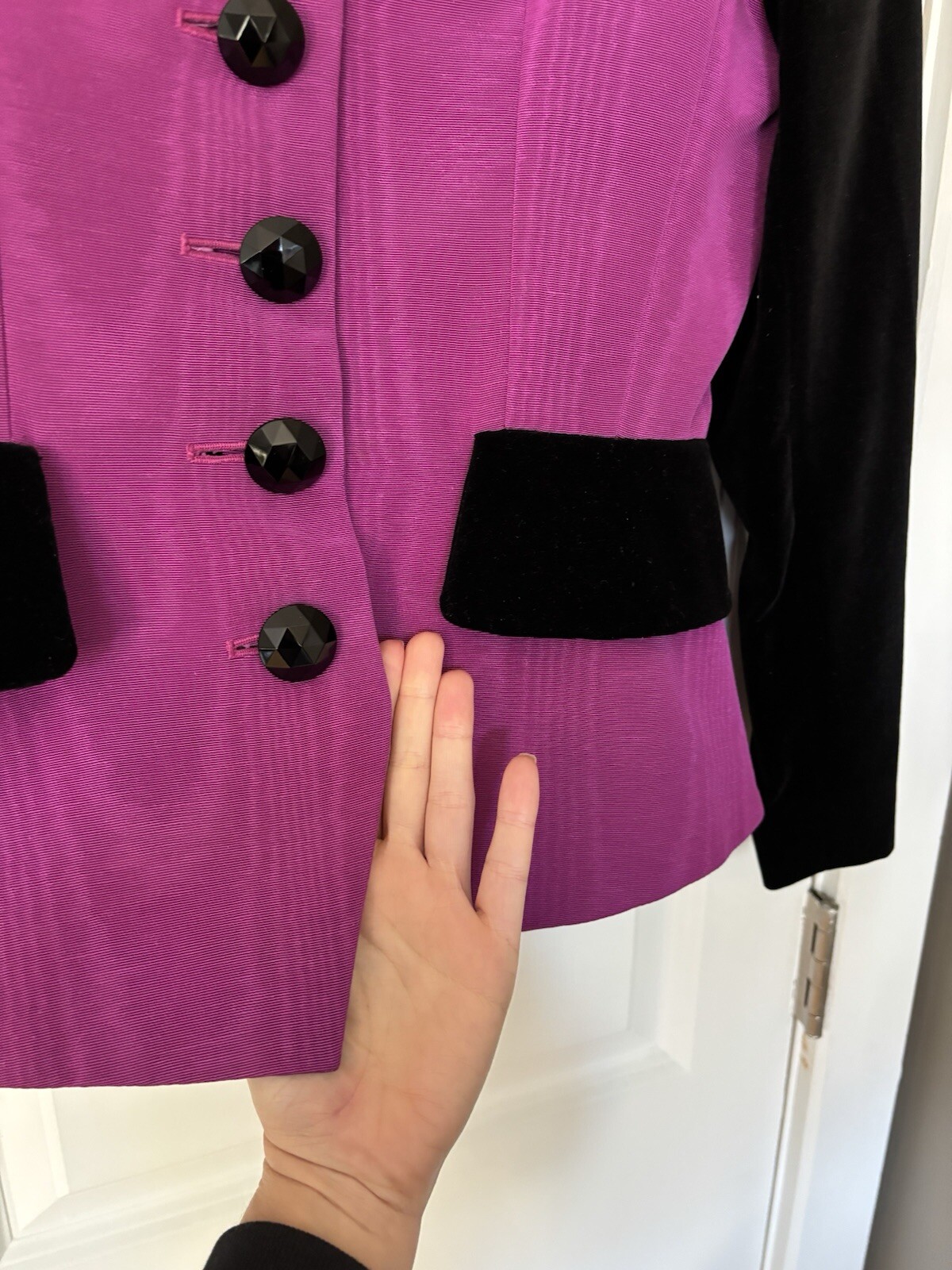 Set gonna vintage yves saint laurent encore velluto nero magenta taglia S