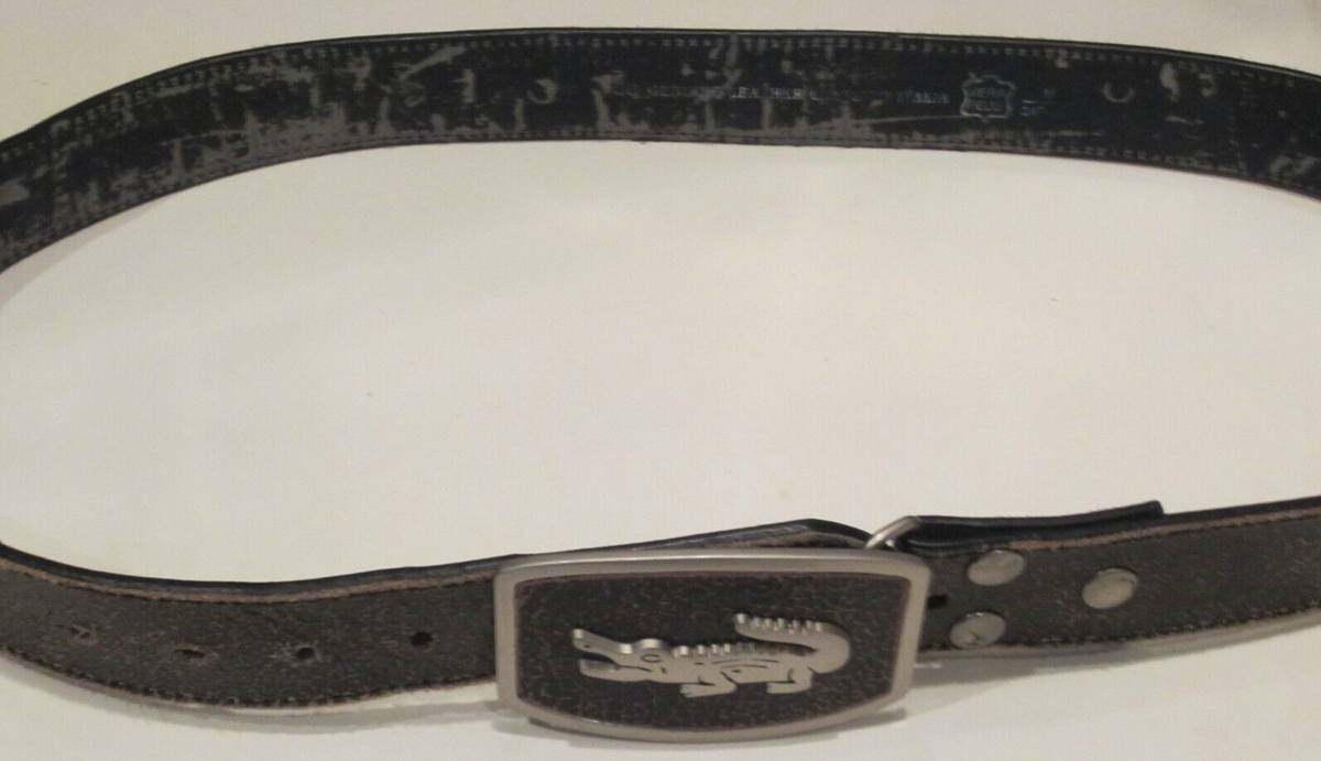 Alligator belt Made in Italy SHW size M 29”-33.25” Genuine Italian Calfskin Alligator Embossed Leather Belt 1-1  main image 3