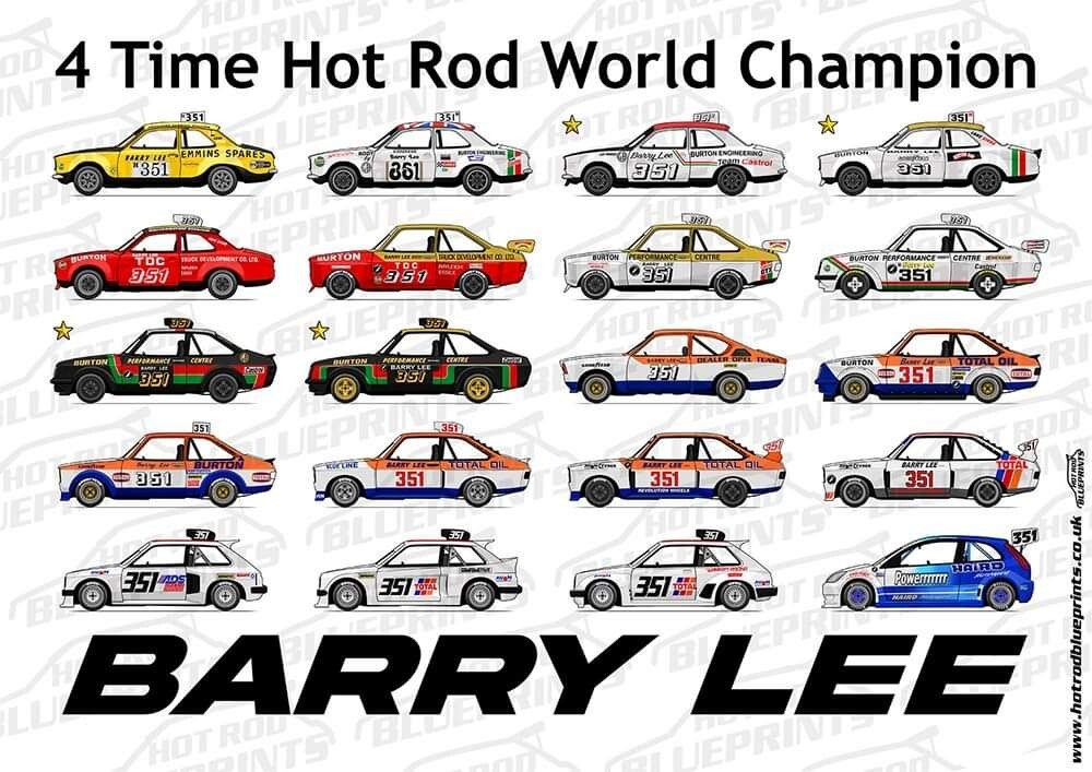 Barry Lee National hot rod A3 poster print Ford Escort Toyota Starlet
