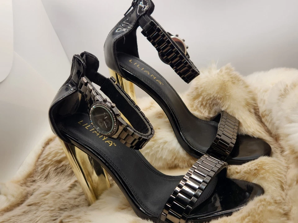 Liliana Mujer Tacones Altos Con Correa de Tobillo Reloj Talla 8 Foto 2 de 4