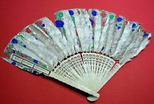 ANTICO VENTAGLIO CINESE DIPINTO A MANO 1890 RARO E PREGIATO