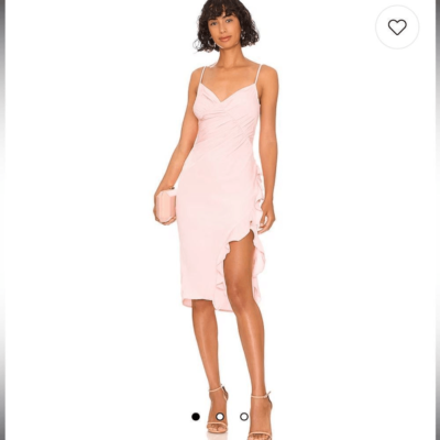 NWT More To Come Revolve Natasha Ruffle Midi Dress in Pink Small | eBay