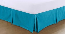 Image of LUXURY PLAIN DYED PLEATED POLY COTTON PLATFORM BASE VALANCE SHEETS ALL SIZES