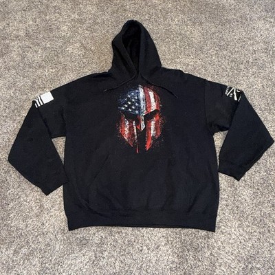 Grunt Style American Reaper 2.0 Hoodie Mens XL Black US Flag Skull Pullover