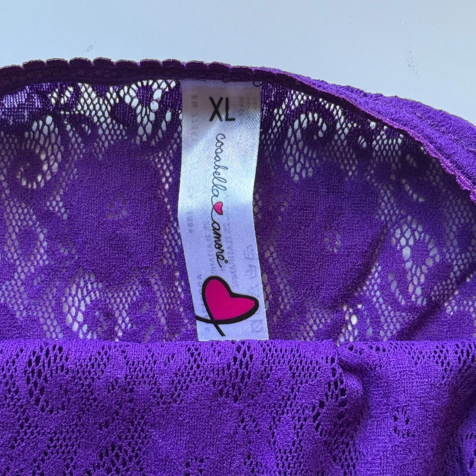 Chemise de encaje púrpura Cosabella Amore con correas ajustables poliamida/elastano XL Foto 3 de 4
