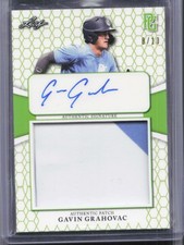 2022 Leaf Perfect Game #PA-GG1 Gavin Grahovac Jumbo Patch Auto #/10 Green