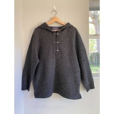 Rare Vintage Newton Trading Co.100 Wool Gray Hoodie Fireman Clasp Placket