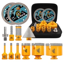 EXFEIN Diamond Tile Hole Saw Kit 12pcs - 6/8/10/25/35/50/65mm Core Drill Bits...